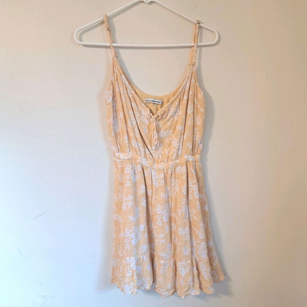 Abercrombie & Fitch Yellow Floral Babydoll Mini Dress Cottagecore Boho Size M